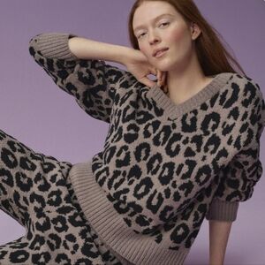 Joyspun V-Neck Animal Print Sweater